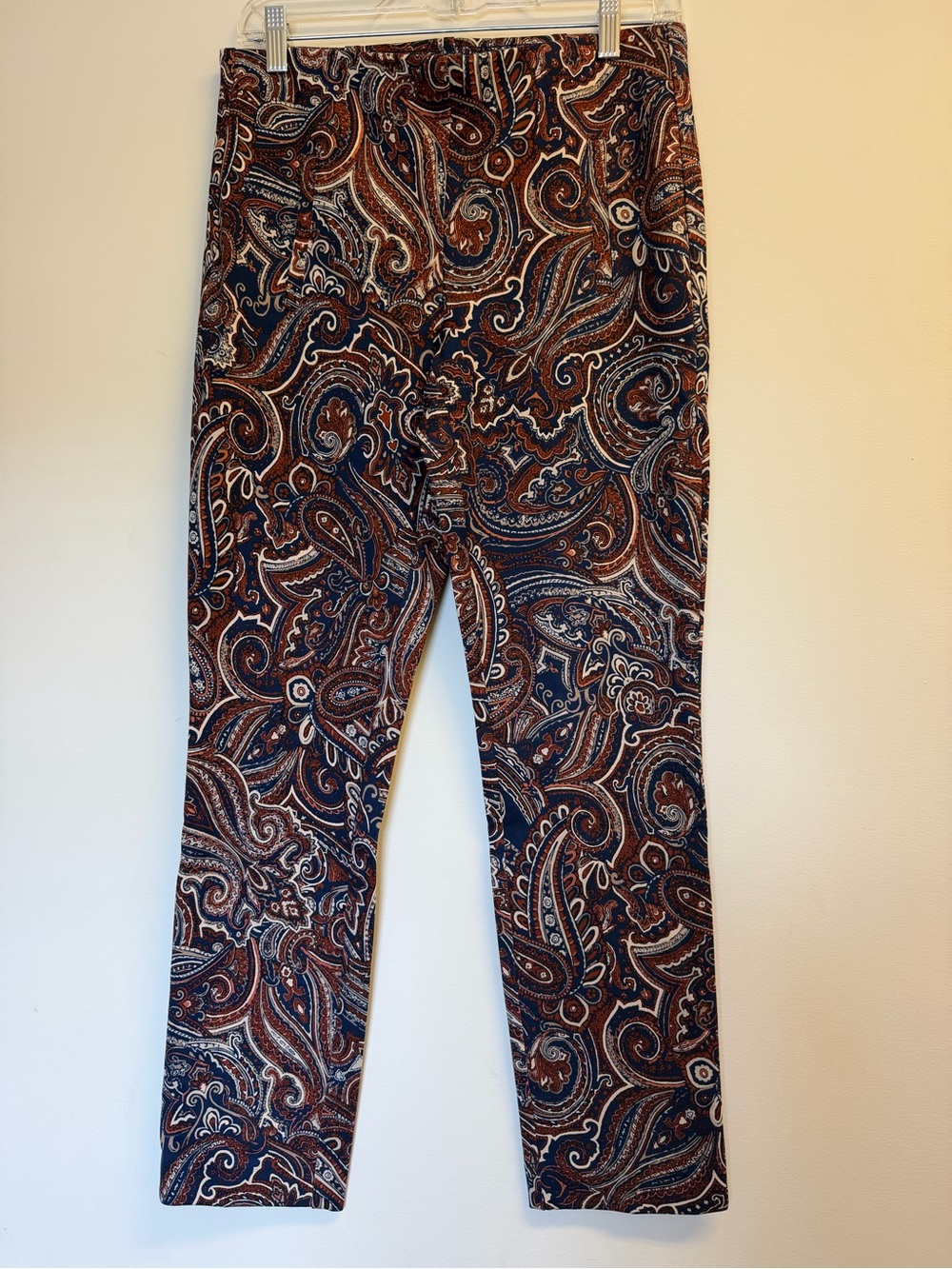 Chico's Navy & Rust Paisley Waistband Leggings